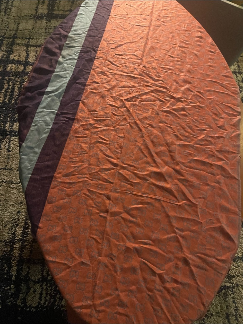Gucci Orange Coverlet with Purple and Cream Stripe